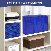 TICONN 6 Pack Extra Large Moving Bags with Zippers & Carrying Handles, Heavy-Duty Storage Tote Moving Boxes for Space Saving 6 Pack Blue-24 Gallon