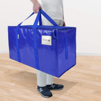 TICONN 6 Pack Extra Large Moving Bags with Zippers & Carrying Handles, Heavy-Duty Storage Tote Moving Boxes for Space Saving 6 Pack Blue-24 Gallon