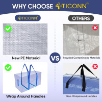 TICONN 6 Pack Extra Large Moving Bags with Zippers & Carrying Handles, Heavy-Duty Storage Tote Moving Boxes for Space Saving 6 Pack Blue-24 Gallon