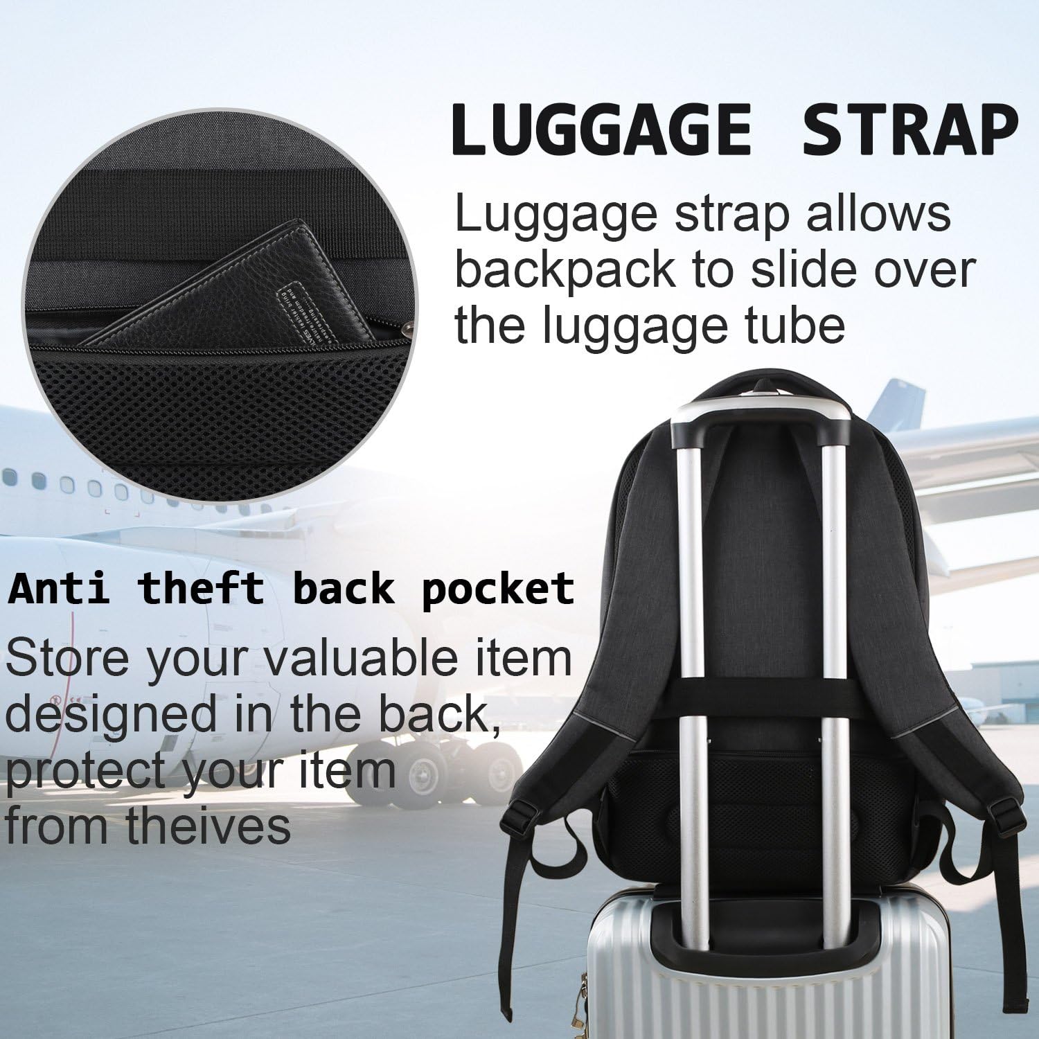 Laptop Backpack,Business Travel Anti Theft Slim Durable Laptops Backpack with USB Charging Port,Water Resistant College Computer Bag for Women & Men Fits 15.6 Inch Laptop and Notebook - Black Laptop 15.6 Inch Black