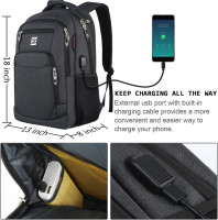 Laptop Backpack,Business Travel Anti Theft Slim Durable Laptops Backpack with USB Charging Port,Water Resistant College Computer Bag for Women & Men Fits 15.6 Inch Laptop and Notebook - Black Laptop 15.6 Inch Black