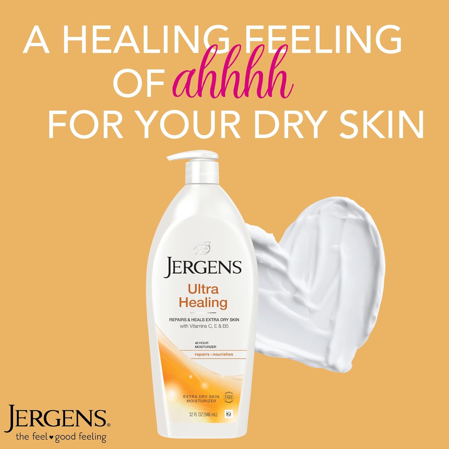 Jergens Ultra Healing Dry Skin Lotion, Hand and Body Moisturizer for Quick Absorption into Extra Dry Skin with Hydralucence Blend, Vitamins C, E and B5, 32oz 32 Fl Oz (Pack of 1) Regular Size