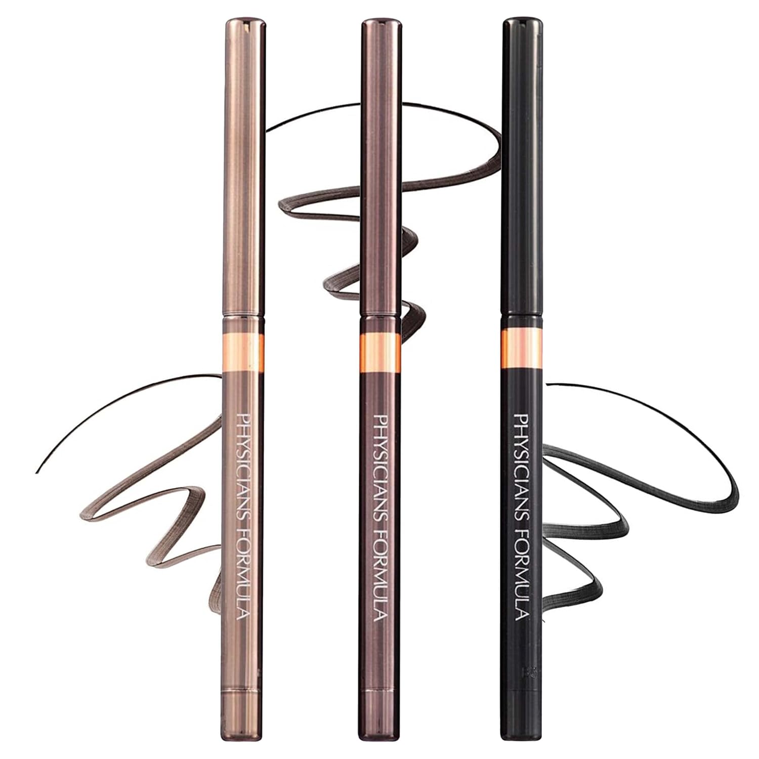 Physicians Formula Shimmer Eyeliner Pencil Set Of 3, Black, Dark Brown, Brown, Custom Eye Enhancing Eyeliner Trio, Dermatologist Approved Nude Eyes