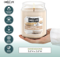 Candle-lite Scented Candles, Creamy Vanilla Swirl, 18 oz Jar, Proudly Poured in The USA, Aromatherapy Candle, Single-Wick with 110 Hours of Burn Time, Perfect for Creating a Relaxing Ambiance 18 oz Creamy Vanilla Swirl (NEW)