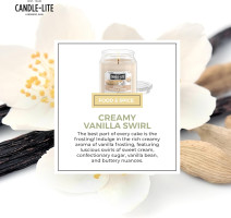 Candle-lite Scented Candles, Creamy Vanilla Swirl, 18 oz Jar, Proudly Poured in The USA, Aromatherapy Candle, Single-Wick with 110 Hours of Burn Time, Perfect for Creating a Relaxing Ambiance 18 oz Creamy Vanilla Swirl (NEW)