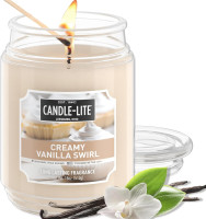 Candle-lite Scented Candles, Creamy Vanilla Swirl, 18 oz Jar, Proudly Poured in The USA, Aromatherapy Candle, Single-Wick with 110 Hours of Burn Time, Perfect for Creating a Relaxing Ambiance 18 oz Creamy Vanilla Swirl (NEW)