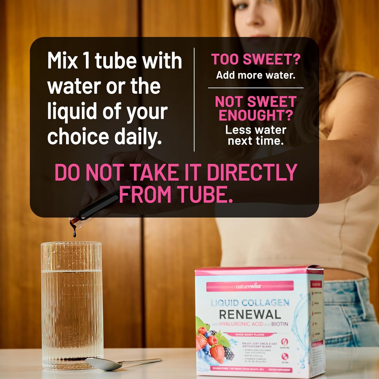 NatureWise Hydrolyzed Liquid Collagen for Women & Men 4000mg - High Absorption, Type 1 & 3 Peptides with Biotin + Vitamin C + Vitamin B Complex & Hyaluronic Acid -Mixed Berry - 10 Tubes[10 Day Supply] Mixed Berry 10 Tubes (3.38 Fl Oz) (Pack of 1)
