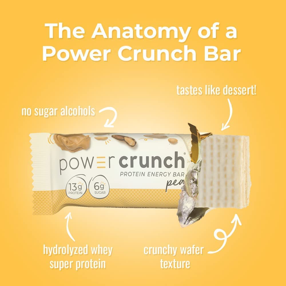 Power Crunch Protein Wafer Bars, High Protein Snacks with Delicious Taste, Peanut Butter Crème, 1.4 Ounce (12 Count) 12 Count (Pack of 1)