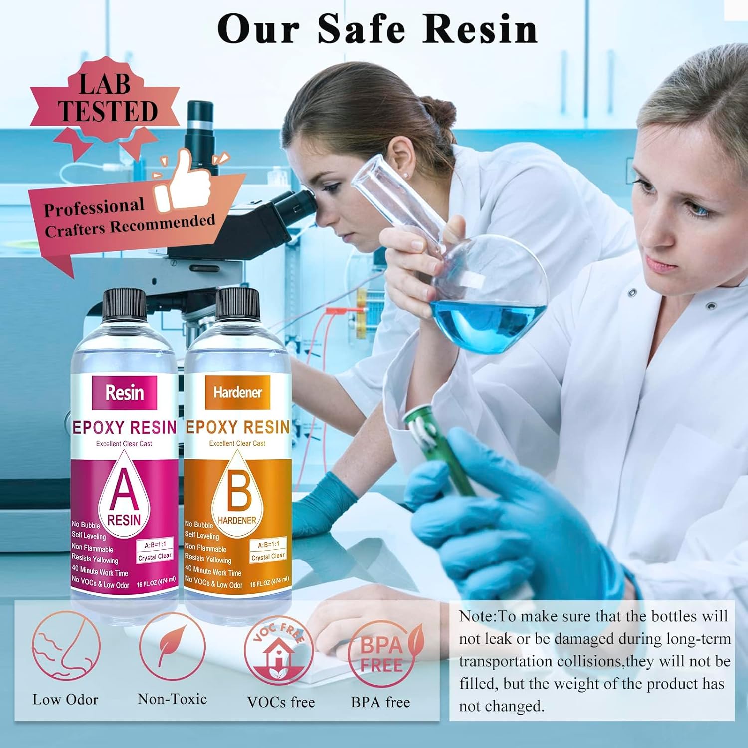 Epoxy Resin, 32OZ Epoxy Resin Crystal Clear, Not-Yellowing No-Bubble, Self Leveling Easy-Pour Easy Mix 1:1 Casting Kit & Coating for DIY Jewelry Making, Art Resina Clear Crafts, Molds, River Tables