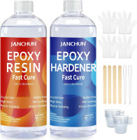 JANCHUN Crystal Clear Epoxy Resin Kit 16oz, Bubble-Free, Anti-Yellowing, Self Leveling Easy Mix 1:1 Coating and Casting Resin for Table Top, Molds, Tumbler Crafts, Painting, Jewelry, DIY Gifts 8 Fl Oz (Pack of 2)