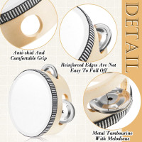 12 Pcs Wedding Tambourine Drum for Adults Hand Held Percussion Gift Wood Metal Jingles Musical Educational Drum Instrument for Church Wedding Party Games(White,4 Inch) 4 Inch White