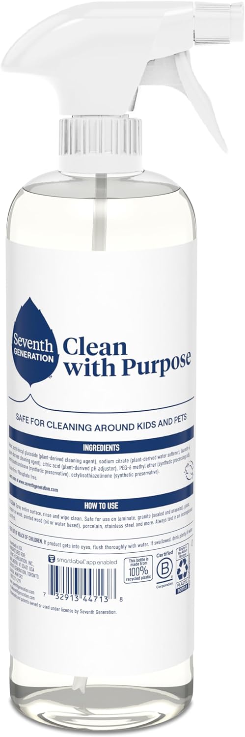 Seventh Generation All Purpose Cleaner, Biodegradable Formula, Free & Clear, 23 oz (Pack of 4) Free & Clear 23 Fl Oz (Pack of 4)