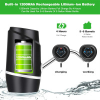 5 Gallon Electric Drinking Portable Water Dispenser, Universal USB Charging Water Bottle Pump For 2-5 Gallon With 2 Silicone Black