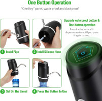 5 Gallon Electric Drinking Portable Water Dispenser, Universal USB Charging Water Bottle Pump For 2-5 Gallon With 2 Silicone Black