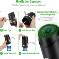 5 Gallon Electric Drinking Portable Water Dispenser, Universal USB Charging Water Bottle Pump For 2-5 Gallon With 2 Silicone Black