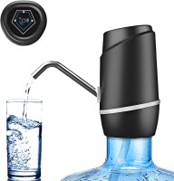 5 Gallon Electric Drinking Portable Water Dispenser, Universal USB Charging Water Bottle Pump For 2-5 Gallon With 2 Silicone Black