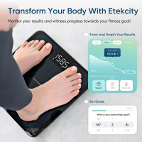 Etekcity Smart Scale for Body Weight, Bathroom Digital Weighing Scale with BMI, Body Fat, Muscle Mass, Accurate Bluetooth Home User Health Equipment Sync Apps Classic-Black