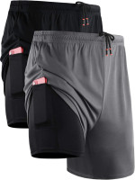 NELEUS Men's 2 in 1 Running Shorts with Liner,Dry Fit Workout Shorts with Pockets Large 6070 Black/Grey,2 Pack