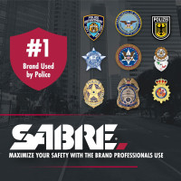 SABRE Defense Spray, 3-in-1 Formula Contains Max Strength Pepper Spray, CS Military Tear Gas & UV Marking Dye, Quick Release Key Ring for Easy Carry, Finger Grip for More Accurate Aim, 0.54 fl oz Black 2 Pack