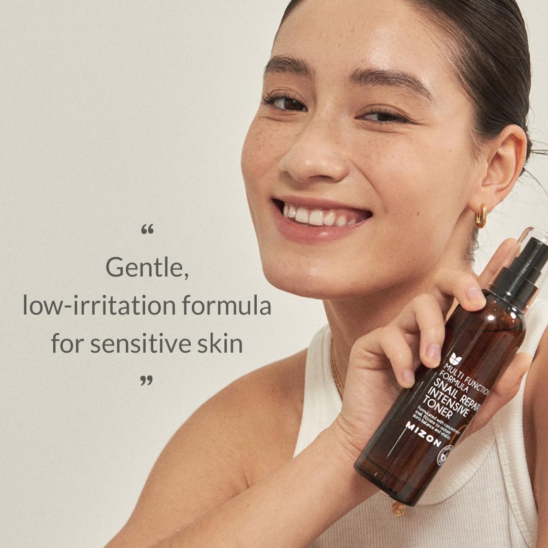MIZON Snail Repair Intensive Toner Snail Mucin Hyaluronic Acid Adenosine Centella Asiatica Moisturizer Fine Line Treatment Safe Formula Korean Skincare (3.38 fl oz)