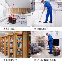 Spin Mop and Bucket with Wringer Set, 360° Spinning Mop Bucket System with 3 Microfiber Mop Replacement Heads and 61