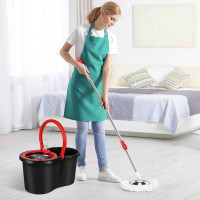 Spin Mop and Bucket with Wringer Set, 360° Spinning Mop Bucket System with 3 Microfiber Mop Replacement Heads and 61