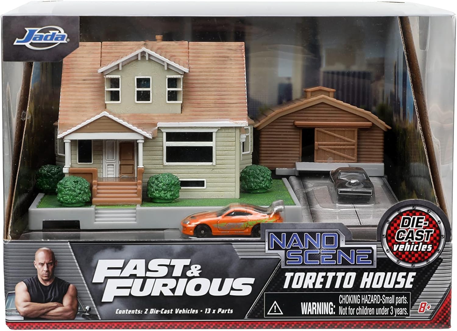 Fast & Furious Nano Hollywood Rides Dom Toretto's House Display Diorama with Two 1.65