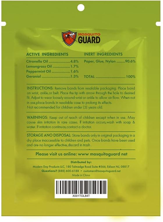 Mosquito Guard Repellent Bands / Bracelets (12 Pack) Made with Natural Plant Based Ingredients - Citronella, Lemongrass Oil. DEET Free