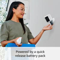 Ring Spotlight Cam Plus, Battery | Home or business security with HD video, Two-Way Talk, Color Night Vision, and Security Siren (2022 release) - White White 1 Camera Battery