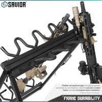 Savior Equipment Portable Folding 9 Gun Free-Standing Rifle Rack, Heavy-Duty Steel Frame, Deer Camp Firearms Display Stand, 2 Height Settings Fit Most Carbine and AR Pistols Obsidian Black Up to 9 Firearms