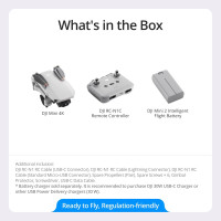 DJI Mini 4K, Drone with 4K UHD Camera for Adults, Under 249 g, 3-Axis Gimbal Stabilization, 10km Video Transmission, Auto Return, Wind Resistance, 1 Battery for 31-Min Max Flight Time, Intelligent Flight Mini 4K (31-min)