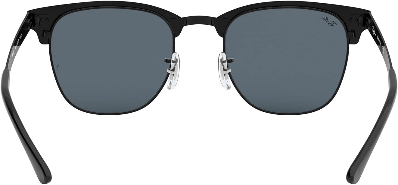 Ray-Ban RB3716 Clubmaster Metal Square Sunglasses Matte Black on Black/Blue 51 Millimeters