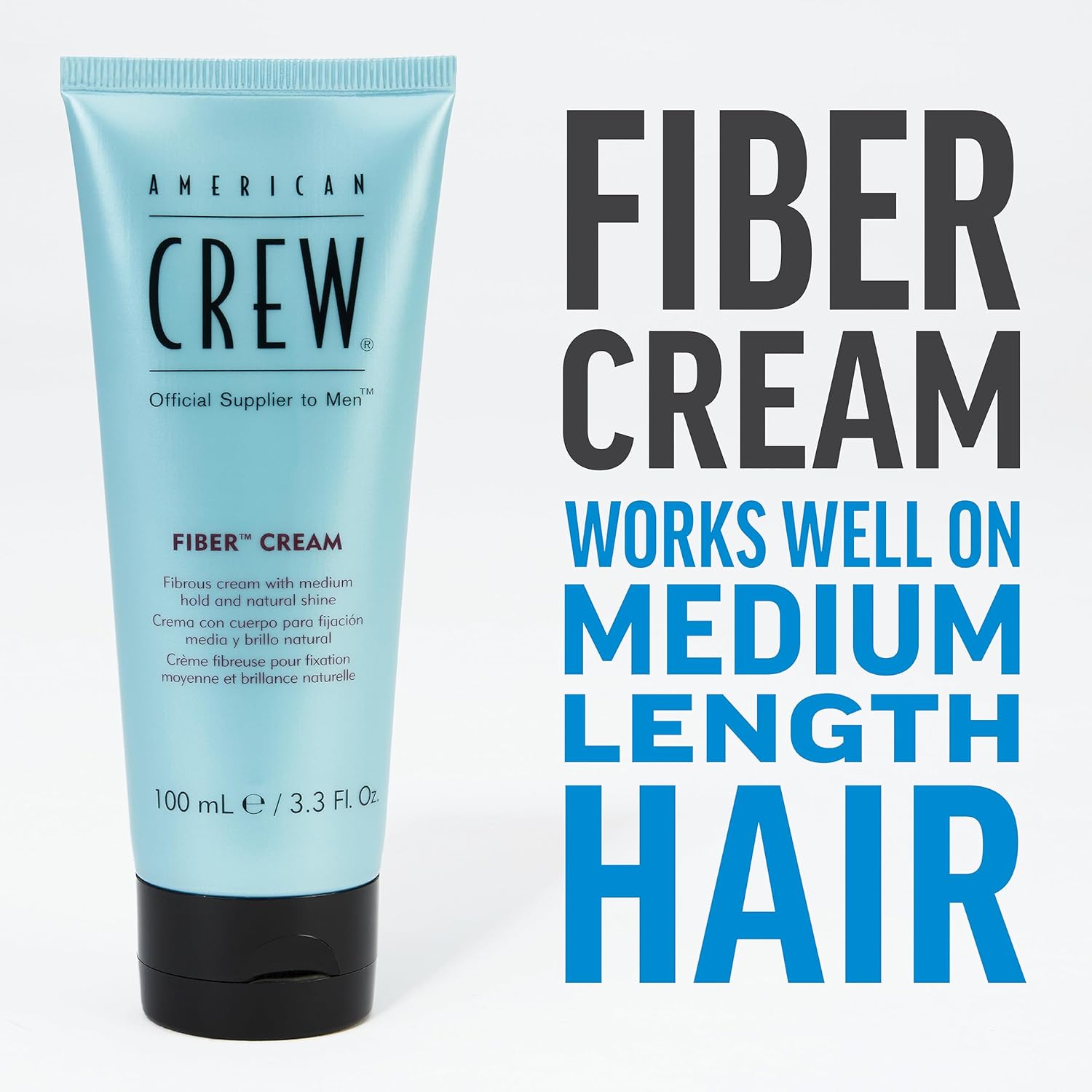 American Crew Men's Fiber Cream, Like Hair Gel with Medium Hold & Natural Shine, 3.3 Fl Oz