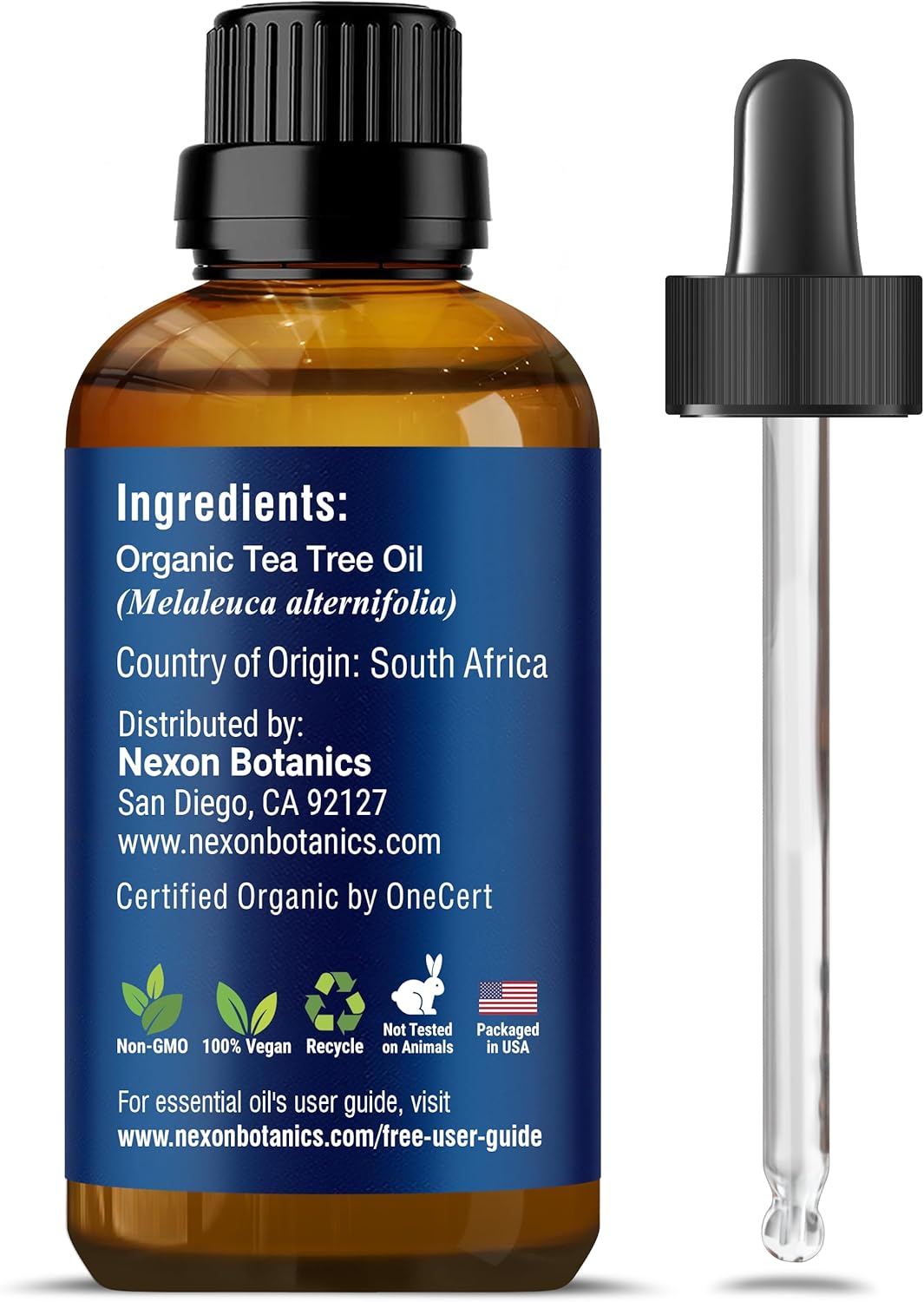 Organic Tea Tree Oil 30 ml - Pure, Natural Melaleuca Alternifolia Essential Oil for Skin, Face, Scalp, Aromatherapy & Diffusers - Nexon Botanics