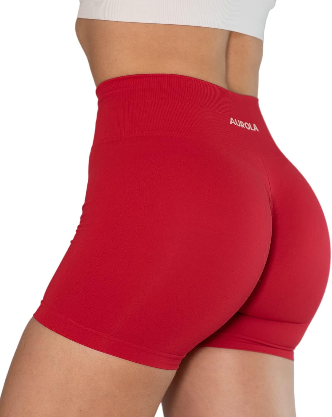 AUROLA Dream Collection Women Workout Shorts High Waist Gym Shorts, Scrunch Butt Seamless Athletic Shorts Dream Small Chinese Red