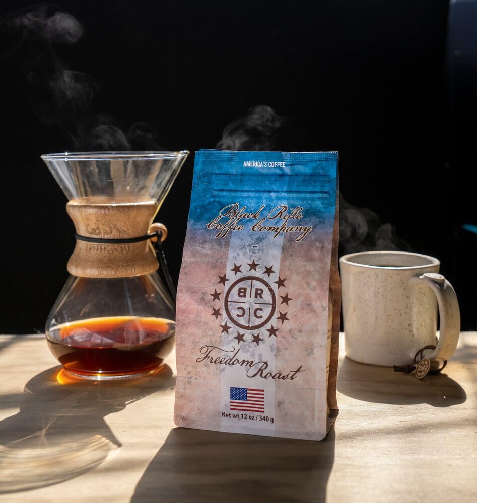 Black Rifle Coffee Company Freedom Roast, 12oz Bag, Ground Coffee Medium Roast - Roasted Blend Made from Arabica Beans - Colombian & Brazilian Beans - Veteran Founded & American Made Freedom Roast 12 Ounce (Pack of 1)