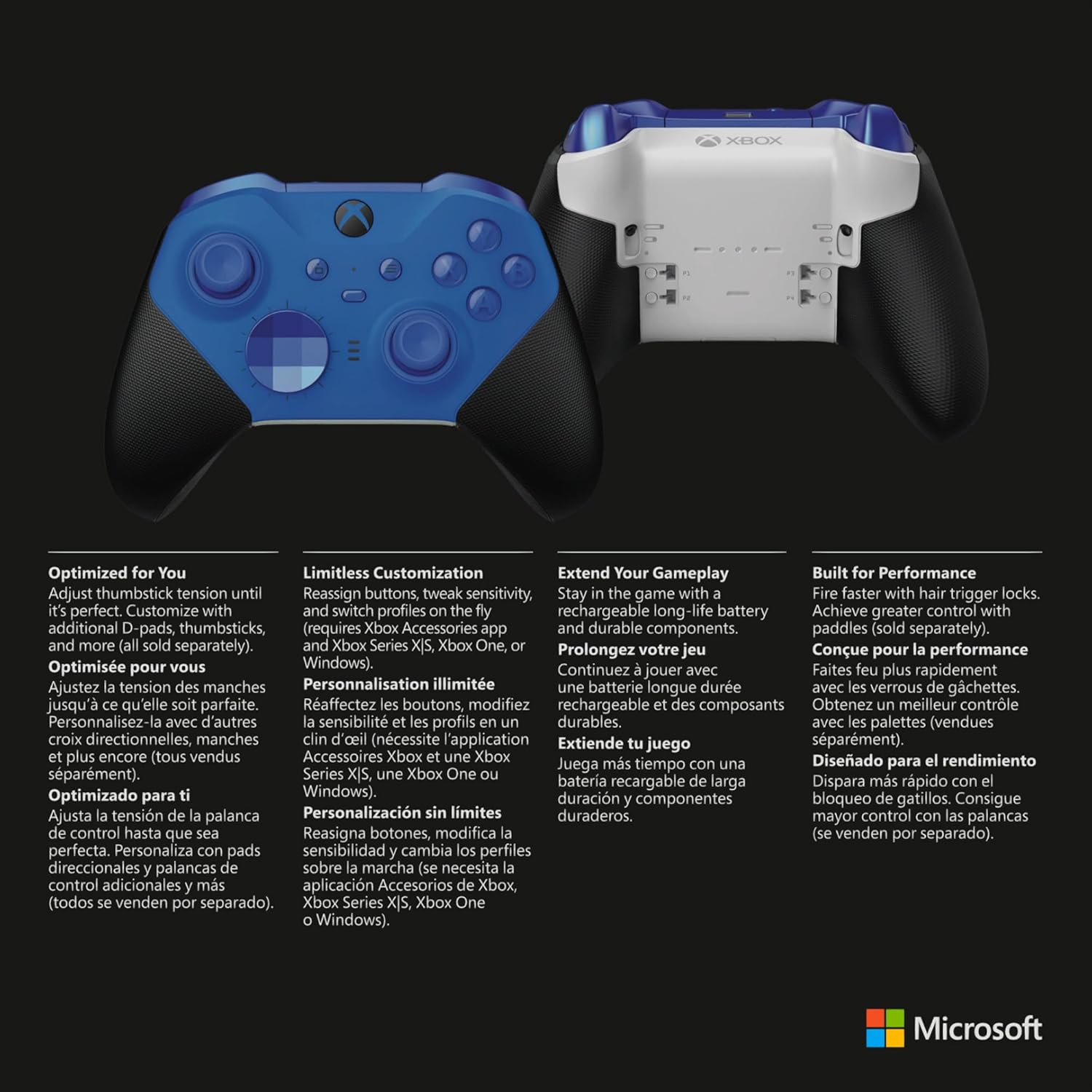 Microsoft Elite Series 2 Core Wireless Controller for Xbox Series - Blue (Renewed)