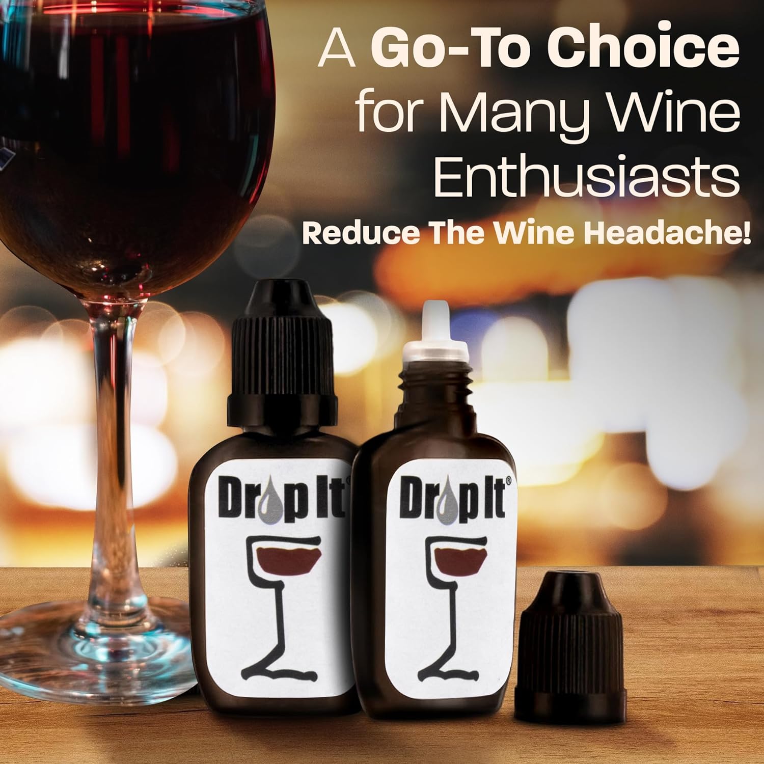 Drop It Drop The Headache Enjoy The Wine Original Wine Drops 2 Pack | Naturally Reduces Sulfites & Tannins | Eliminate Wine Sensitivities, Allergies, and Histamines | Wine Wand Alternative | USA Made