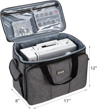 HOMEST Sewing Machine Carrying Case with Multiple Storage Pockets, Universal Tote Bag with Shoulder Strap Compatible with Most Standard Singer, Brother, Janome, Grey (Patent Design)