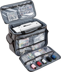 HOMEST Sewing Machine Carrying Case with Multiple Storage Pockets, Universal Tote Bag with Shoulder Strap Compatible with Most Standard Singer, Brother, Janome, Grey (Patent Design)