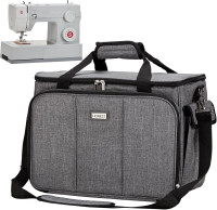 HOMEST Sewing Machine Carrying Case with Multiple Storage Pockets, Universal Tote Bag with Shoulder Strap Compatible with Most Standard Singer, Brother, Janome, Grey (Patent Design)