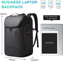 BANGE Men's Anti-Theft Backpack,Waterproof Fashion Travel Backpacks,High Tech Backpack with USB3.0 Charging Port,Business Laptop Backpack Fits 17.3 Inch Notebook… Black