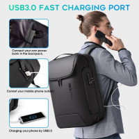 BANGE Men's Anti-Theft Backpack,Waterproof Fashion Travel Backpacks,High Tech Backpack with USB3.0 Charging Port,Business Laptop Backpack Fits 17.3 Inch Notebook… Black
