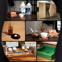 Epoxy Resin Kit 2 Gal-Crystal Clear, UV Resistant, Self Leveling, Food Safe for Table Top, Arts & Crafts, Wood Casting, Jewelry Making, Use with Mica Powder, Silicone Molds, Alcohol Ink