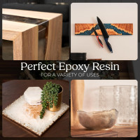 Epoxy Resin Kit 2 Gal-Crystal Clear, UV Resistant, Self Leveling, Food Safe for Table Top, Arts & Crafts, Wood Casting, Jewelry Making, Use with Mica Powder, Silicone Molds, Alcohol Ink