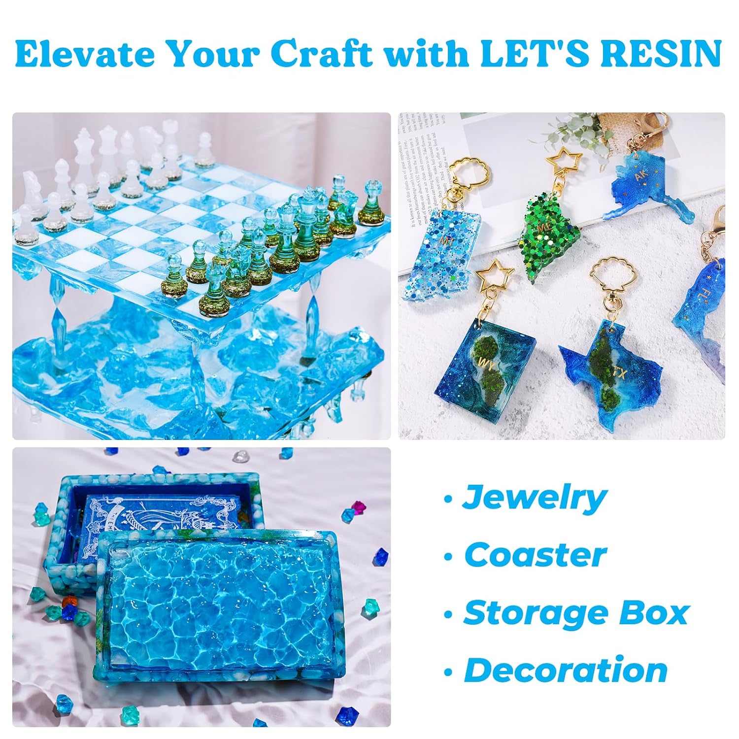 LET'S RESIN Epoxy Resin Kit,1 Gallon Bubble Free & Crystal Clear Epoxy Resin for Table Top, Casting, DIY, Art, Molds,Jewelry（Including 0.5 Gallon Resin + 0.5 Gallon Hardener） Large