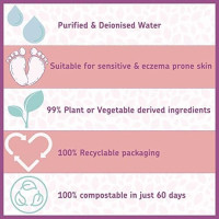 Kinder by Nature Water-Based Baby Wipes - 56 Count (Case of 12 packs)