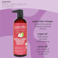 PURA D'OR Apple Cider Vinegar Thin2Thick Set (16oz x 2) ACV Shampoo & Conditioner, Clarifying - Biotin, Keratin, Caffeine, Castor Oil, Aloe - All Hair Types, Men & Women (Packaging may vary) Combo
