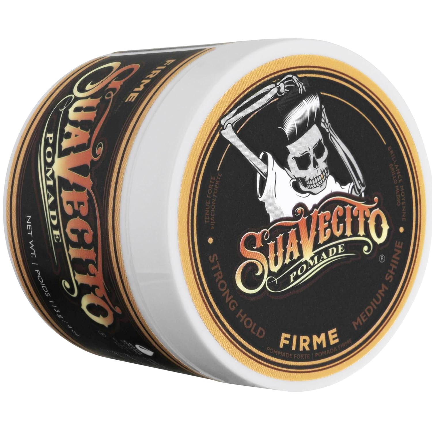 Suavecito Pomade Firme (Strong) Hold 4 oz, 1 Pack - Pomade For Men - Medium Shine Water Based Wax Like Flake Free Hair Gel - Easy To Wash Out - All Day Hold For All Hair Styles