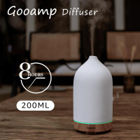 200ML Ceramic Essential Oil Diffuser - Ultrasonic Aromatherapy & Humidifier with 7-Color LED Lights, Auto Shut-Off, Wood Grain Base, 1H/3H/6H Timer | Scent for Home, Office, Yoga 1 Pack Wood